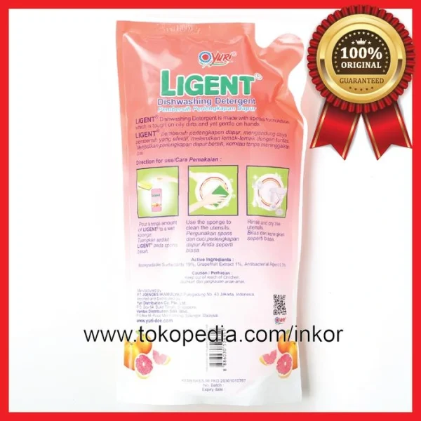 Gambar YURI LIGENT CAIRAN PENCUCI PIRING UNGU GRAPEFRUIT POUCH 630ML (5)