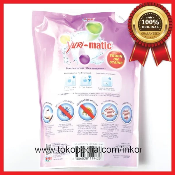 Gambar YURI-MATIC CAIRAN PENCUCI PAKAIAN LAVENDER LOW SUDS 1 (2)