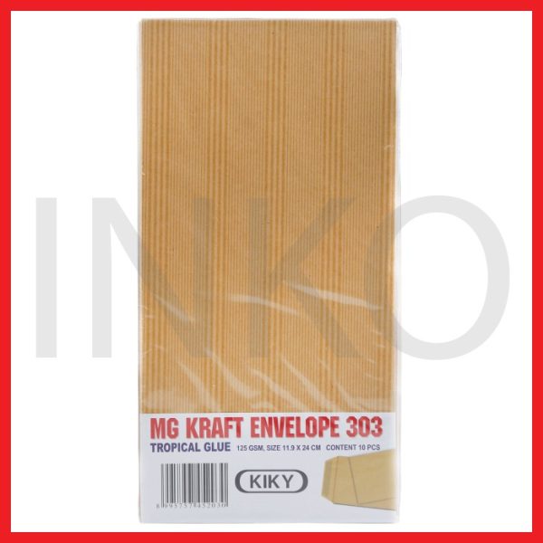 KIKY AMPLOP COKLAT 303 PAKAI LEM 125GRAM 11.9X24CM 10PCS