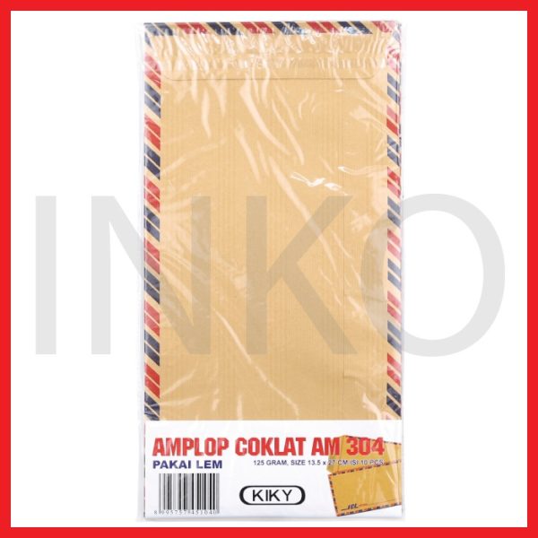 KIKY AMPLOP COKLAT AM 304 PAKAI LEM 125GRAM 13.5X27CM 10PCS