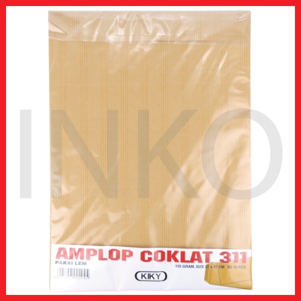KIKY AMPLOP COKLAT 311 PAKAI LEM 125GRAM 27X37CM 10PCS