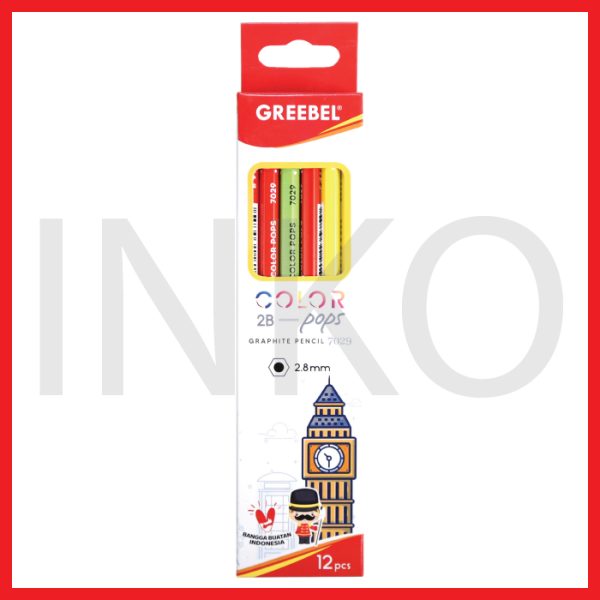 GREEBEL PENCIL 2B COLOR POP 7029 12PCS