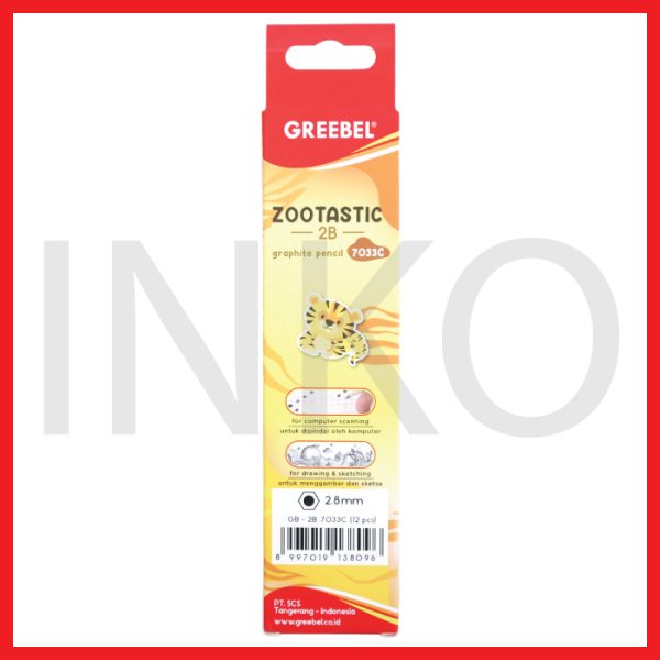 GREEBEL PENCIL 2B ZOOTASTIC 7033C 12PCS