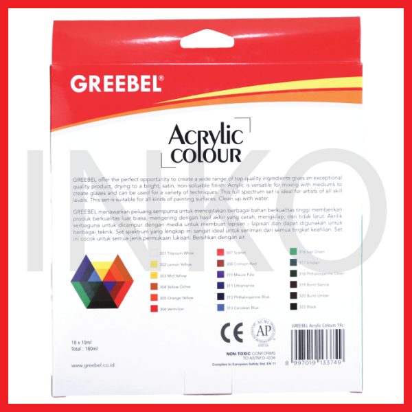 GREEBEL ACRYLIC PAINT COLOUR 18X10ML