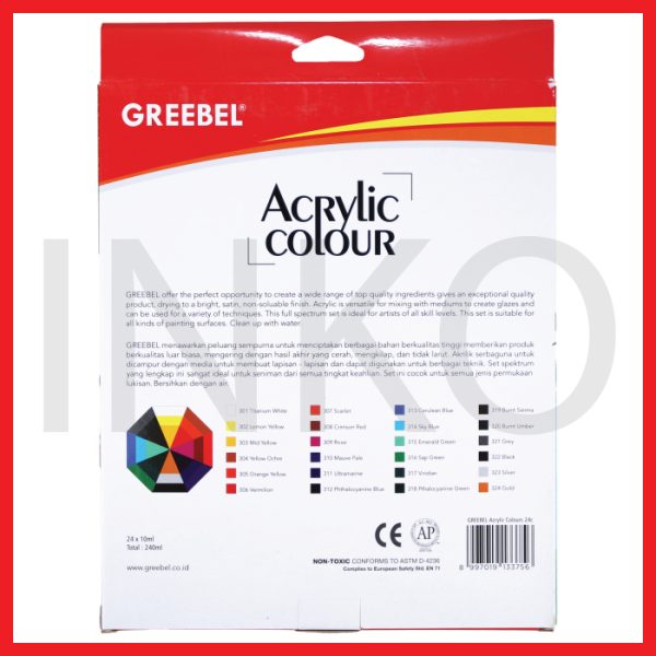 GREEBEL ACRYLIC PAINT COLOUR 24X10ML