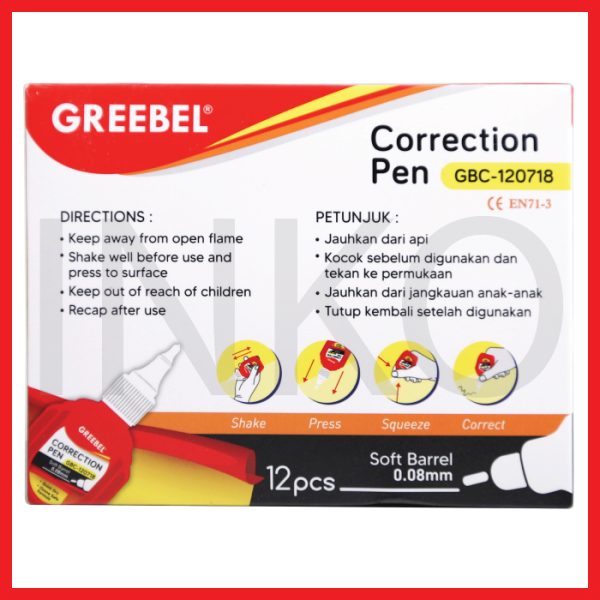 GREEBEL CORRECTION PEN 120718 12PCS