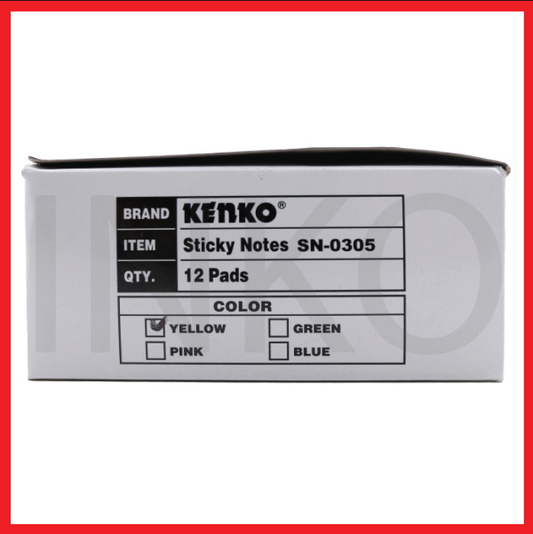 KENKO STICKY NOTES 75MMX125MM 100SHEETS YELLOW