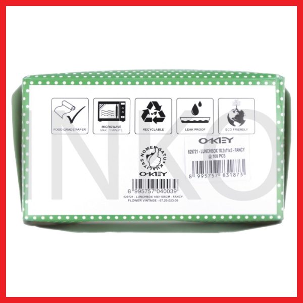 OKEY LUNCHBOX 18.3X11X5 FLOWER VINTAGE 100PCS