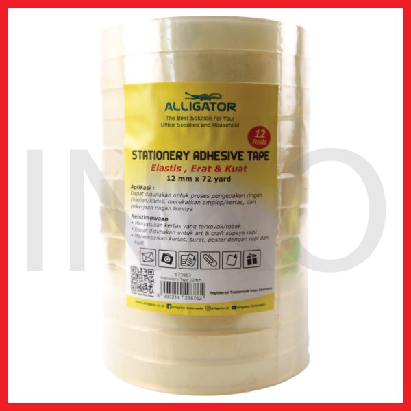 ALLIGATOR STATIONERY ADHESIVE TAPE 12MMX72Y