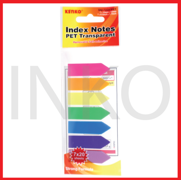 KENKO INDEX NOTES PET TRANSPARENT 7X20SHEETS