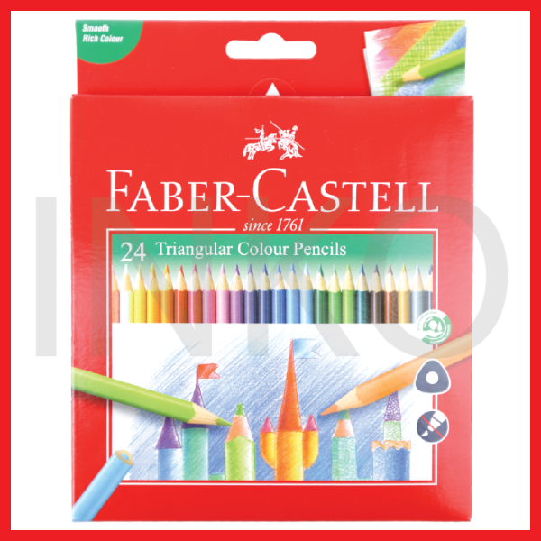FABER CASTELL TRIANGULAR COLOUR PENCILS 24L