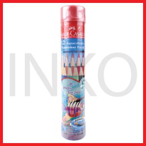 FABER CASTELL WATERCOLOUR PENCILS IN ROUND TIN 12L