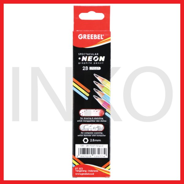 GREEBEL PENCIL 2B NEON 7027 12PCS