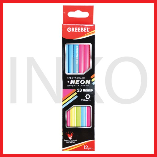 GREEBEL PENCIL 2B NEON 7027 12PCS