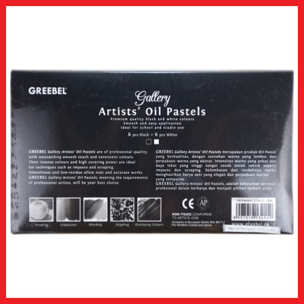GREEBEL ARTIST OIL PASTEL 12PCS BLACK AND WHITE