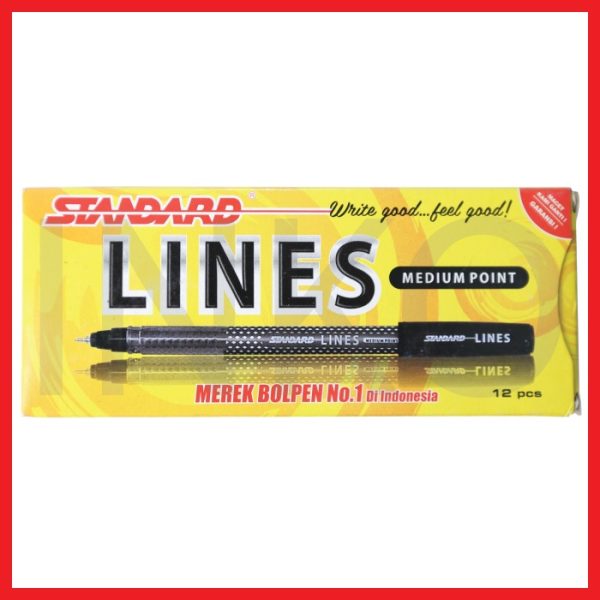 STANDARD LINES MEDIUM POINT BLACK 12PCS