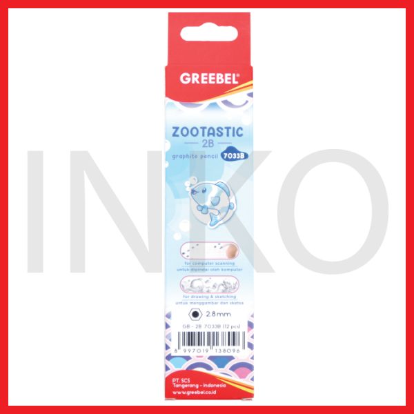 GREEBEL PENCIL 2B ZOOTASTIC 7033B 12PCS