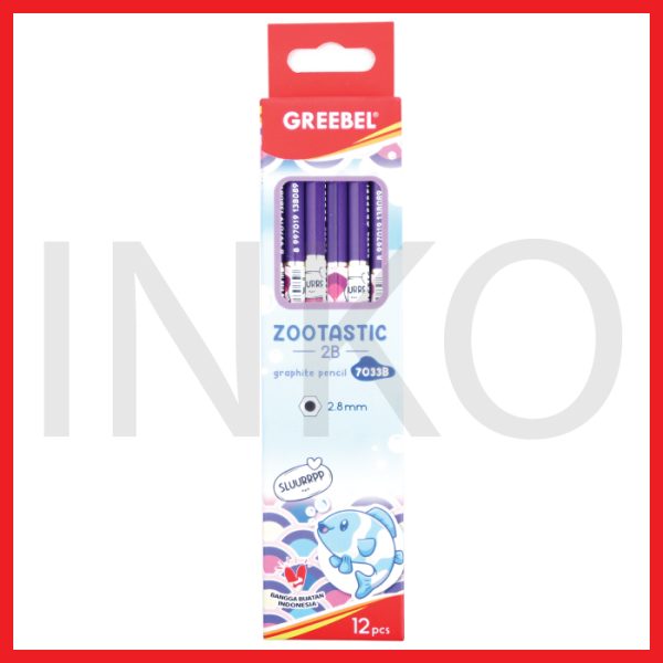 GREEBEL PENCIL 2B ZOOTASTIC 7033B 12PCS