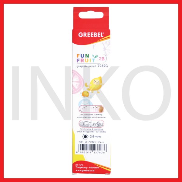 GREEBEL PENCIL 2B FUN FRUIT 7032 12PCS
