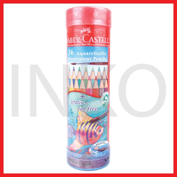 FABER CASTELL WATERCOLOUR PENCILS IN ROUND TIN 36L