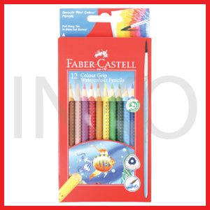 FABER CASTELL COLOUR GRIP WATERCOLOUR PENCILS 12L