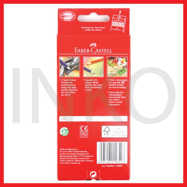 FABER CASTELL CLASSIC COLOUR PENCILS 12L