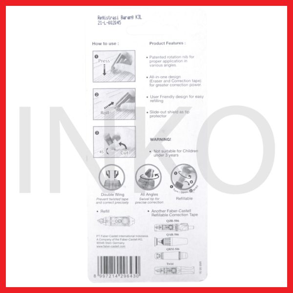 ginee_20260917144109229_6479395376.jpg FABER CASTELL COMBO CORRECTION TAPE WITH PENCIL ERASER BLACK HEXAGON
