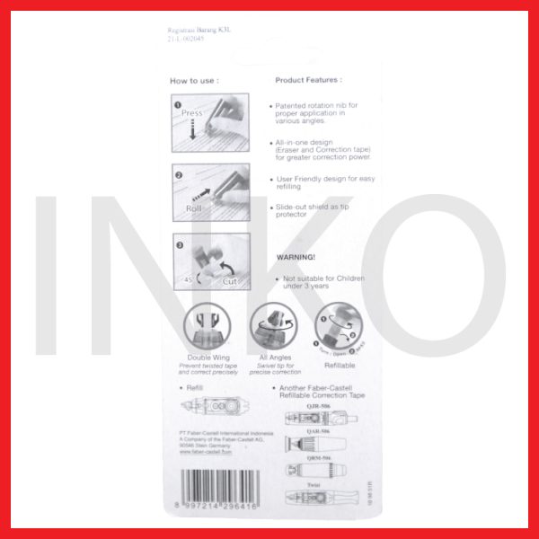 FABER CASTELL COMBO CORRECTION TAPE WITH PENCIL ERASER BLUE DOG