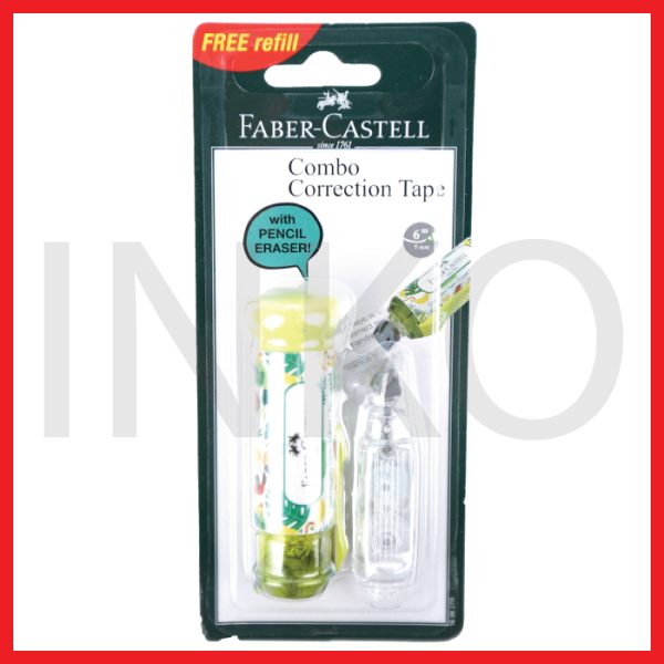 FABER CASTELL COMBO CORRECTION TAPE WITH PENCIL ERASER YELLOW SLOTH