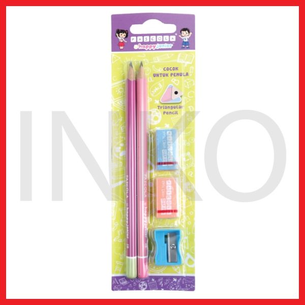 ginee_20260918121304251_6493497979.jpg PASCOLA BLISTER HAPPY JUNIOR PENCIL 2B ERASER SHARPENER