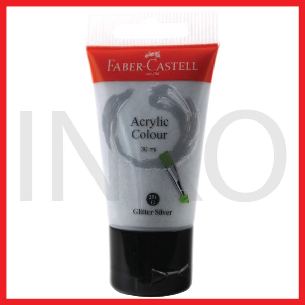 FABER CASTELL ACRYLIC COLOUR GLITTER SILVER 30ML