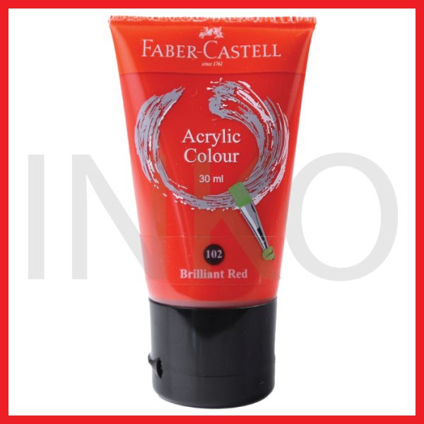 FABER CASTELL ACRYLIC COLOUR BRILLIANT RED 30ML