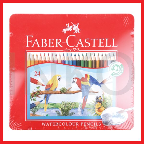 FABER CASTELL WATERCOLOUR PENCILS IN TIN CASE 24L