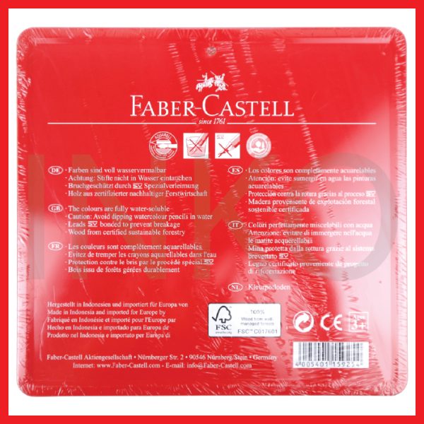 FABER CASTELL WATERCOLOUR PENCILS IN TIN CASE 24L