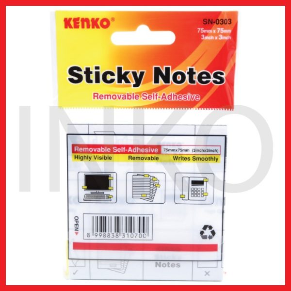 KENKO STICKY NOTES 75MMX75MM 100SHEETS GREEN