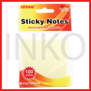 KENKO STICKY NOTES 75MMX75MM 100SHEETS YELLOW