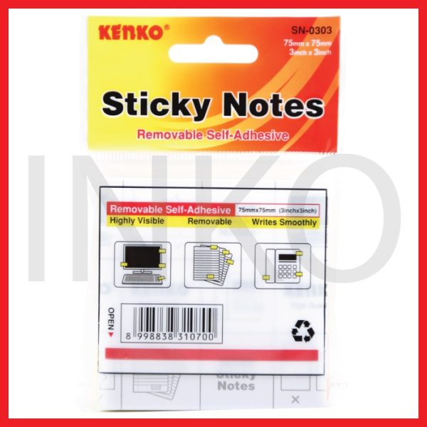 ginee_20260919160951990_7118354559.jpg KENKO STICKY NOTES 75MMX75MM 100SHEETS YELLOW