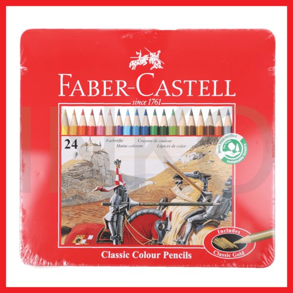 FABER CASTELL CLASSIC COLOUR PENCILS IN TIN CASE 24L